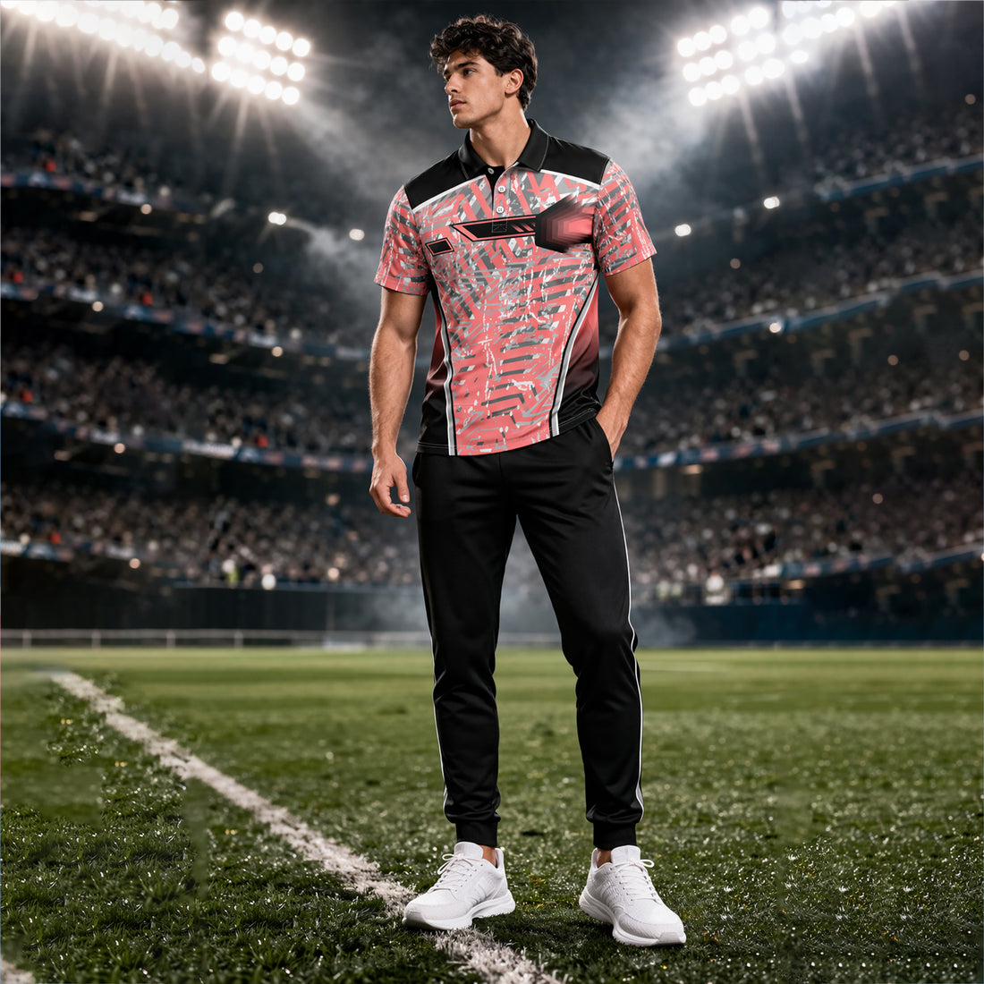 NEXFIT Black Red Sports Jersey NEX-9048 Premium Graphic Dry Fit Polyester Polo T-Shirt for Men