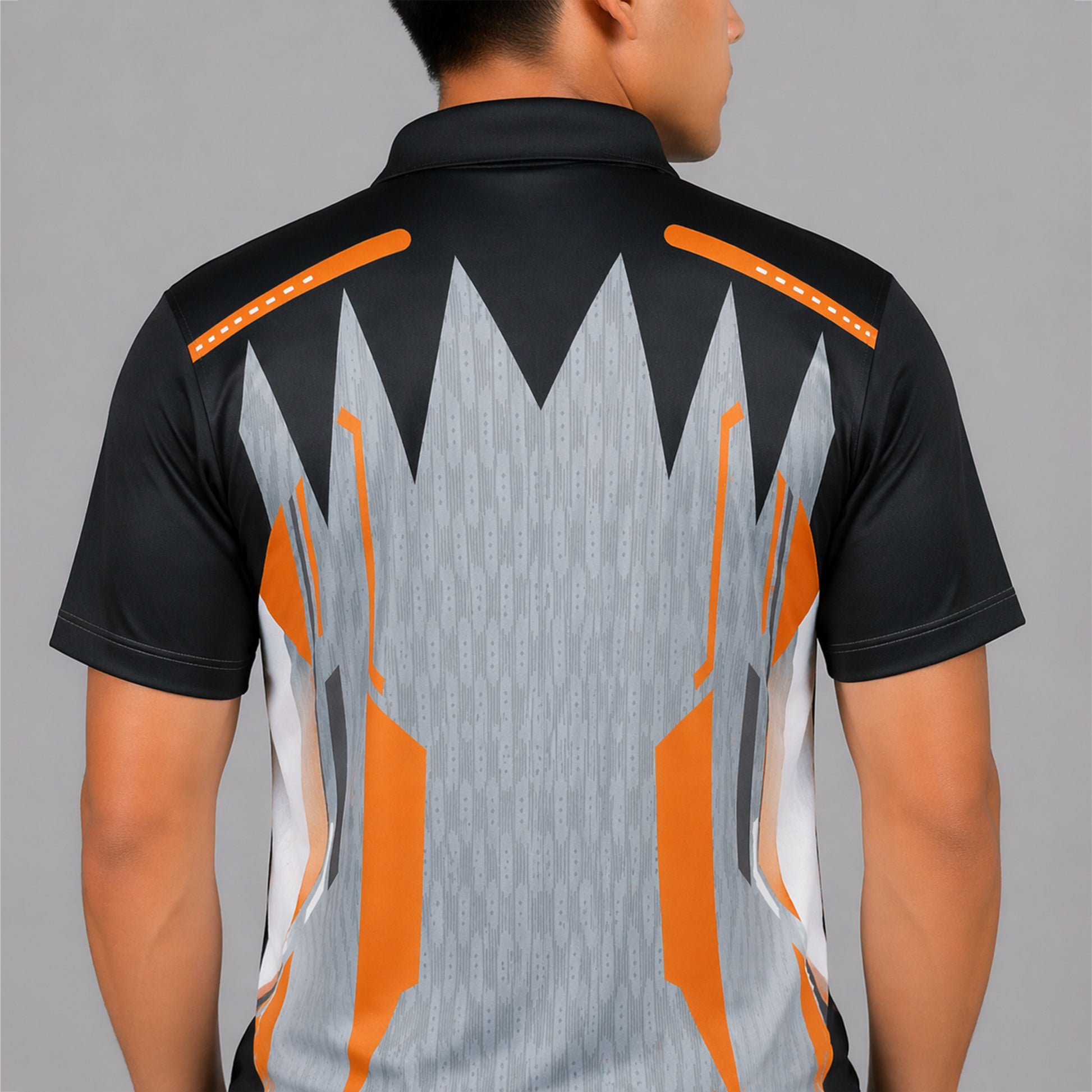 NEXFIT Cricket Jersey NEX-9040 Premium Black Grey & Orange Dry Fit Polyester Sports T-Shirt for Men